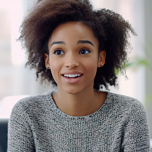 A professional offering advice to a young adult during a consultation.